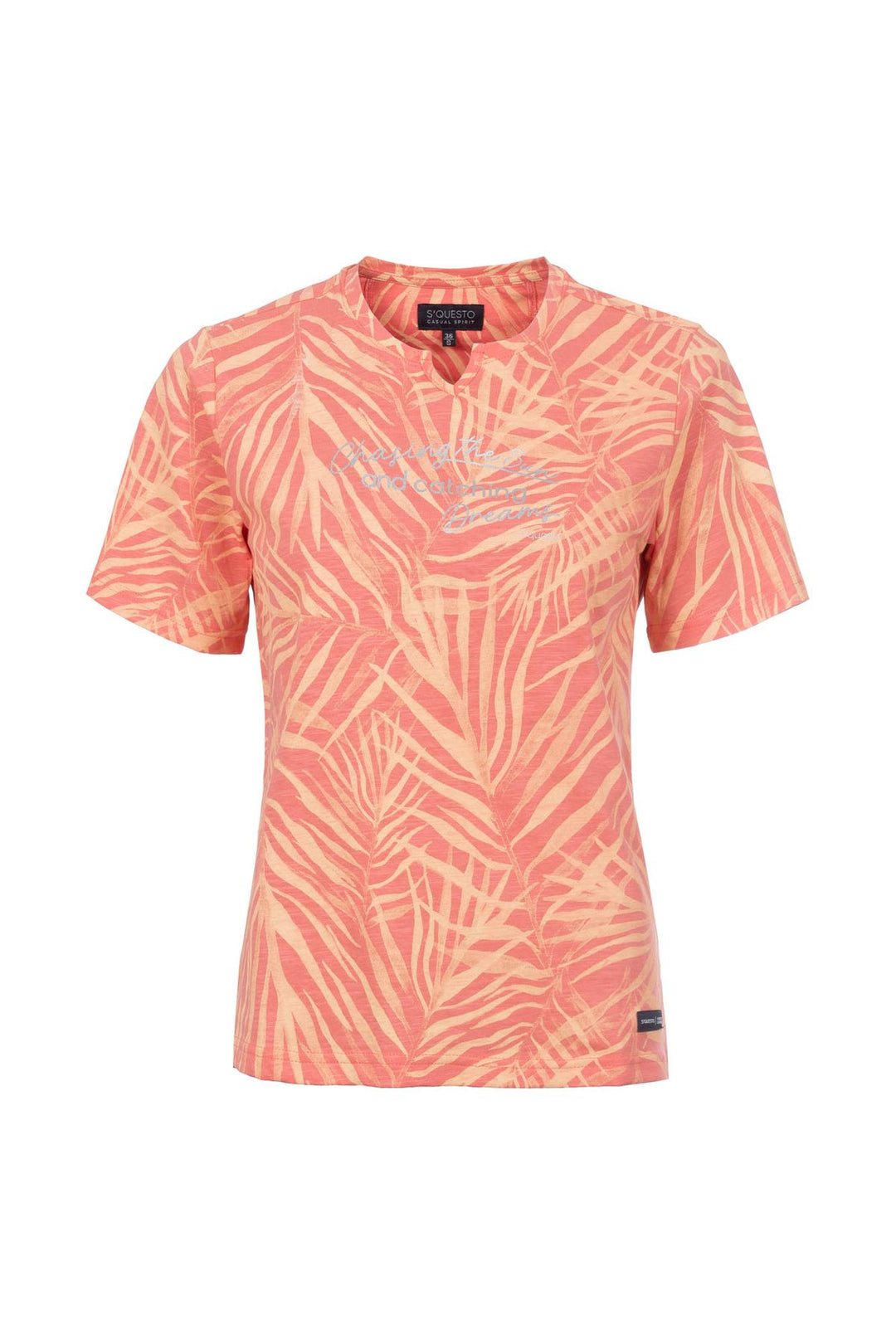 T-Shirt Damen Comfort-Sleeve Allover-Palmen-Print