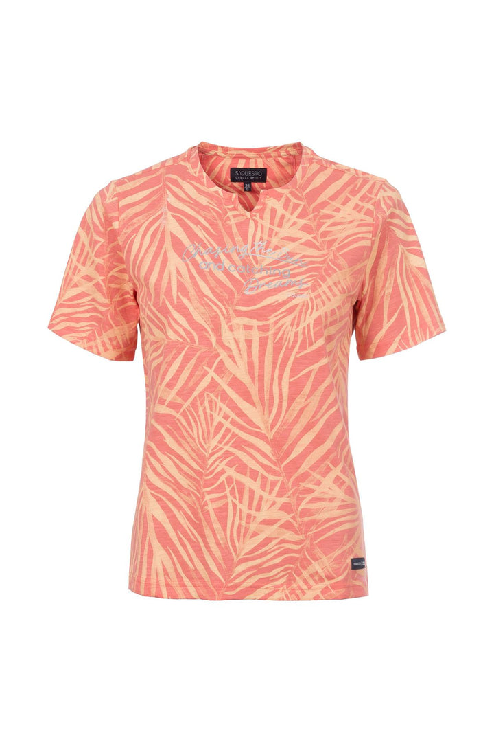 T-Shirt Damen Comfort-Sleeve Allover-Palmen-Print