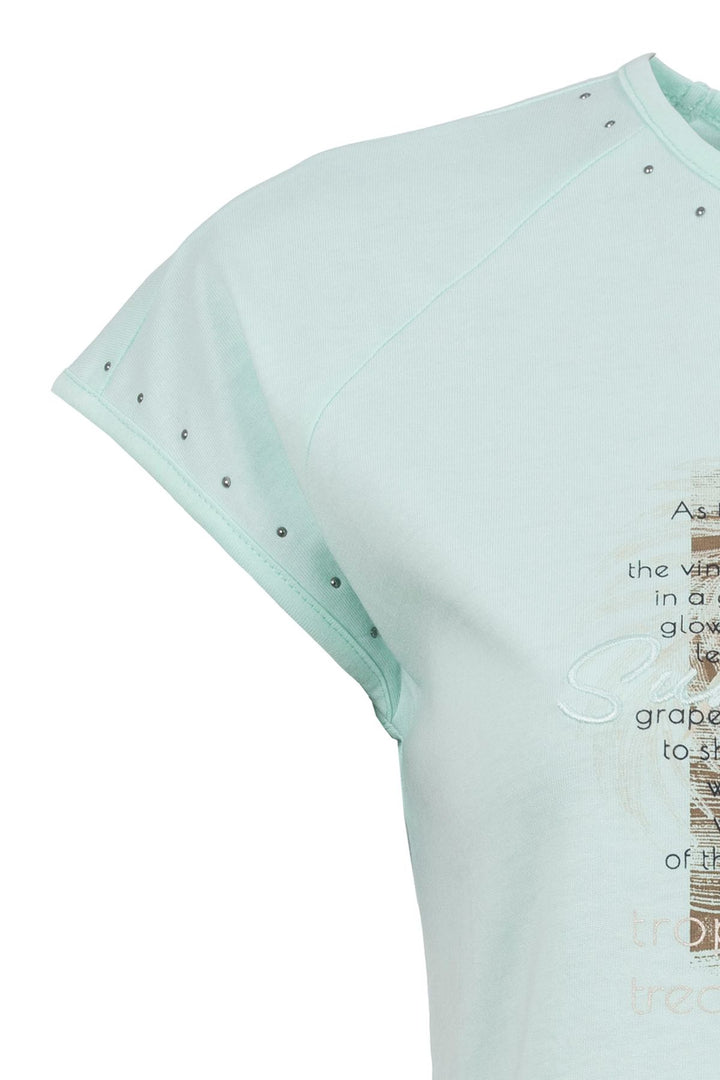 T-Shirt Damen Raglanärmel Stickerei Druck Strass