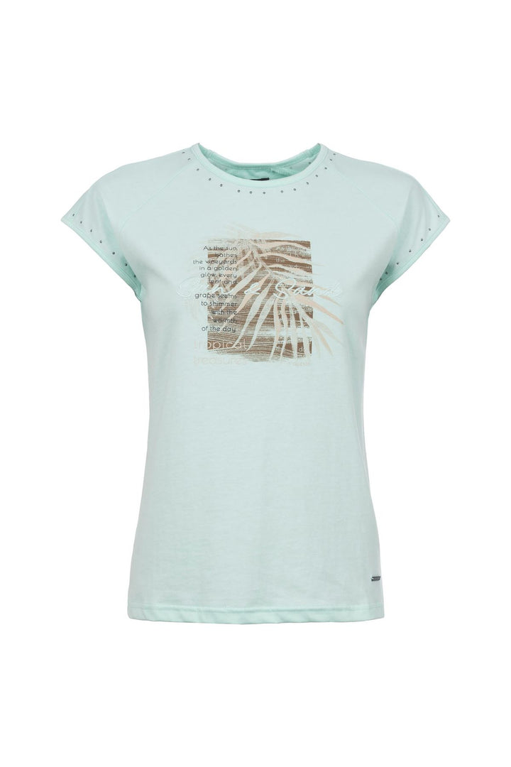 T-Shirt Damen Raglanärmel Stickerei Druck Strass