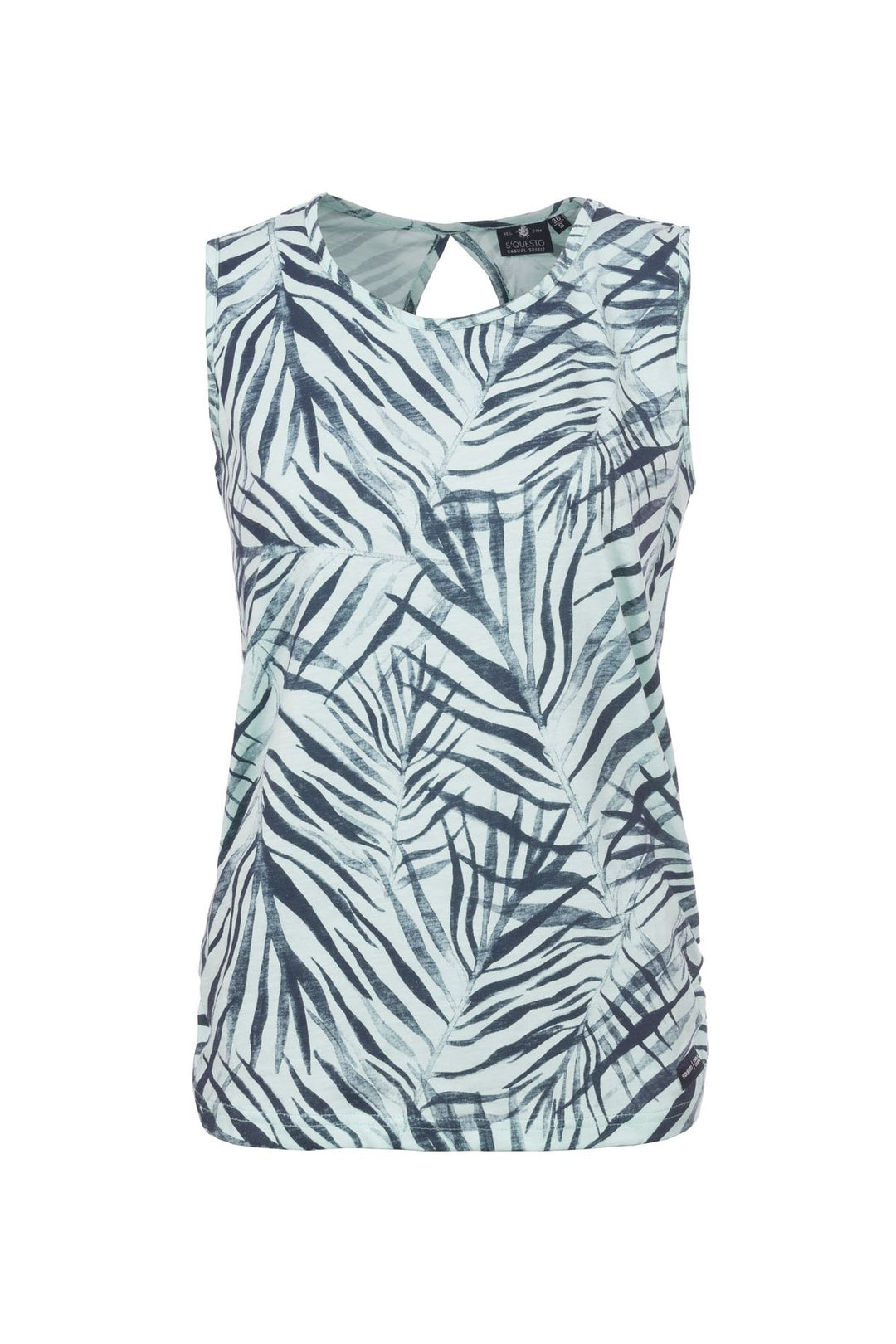 Top Damen Alloverprint Palmen Cut-Out am Rücken