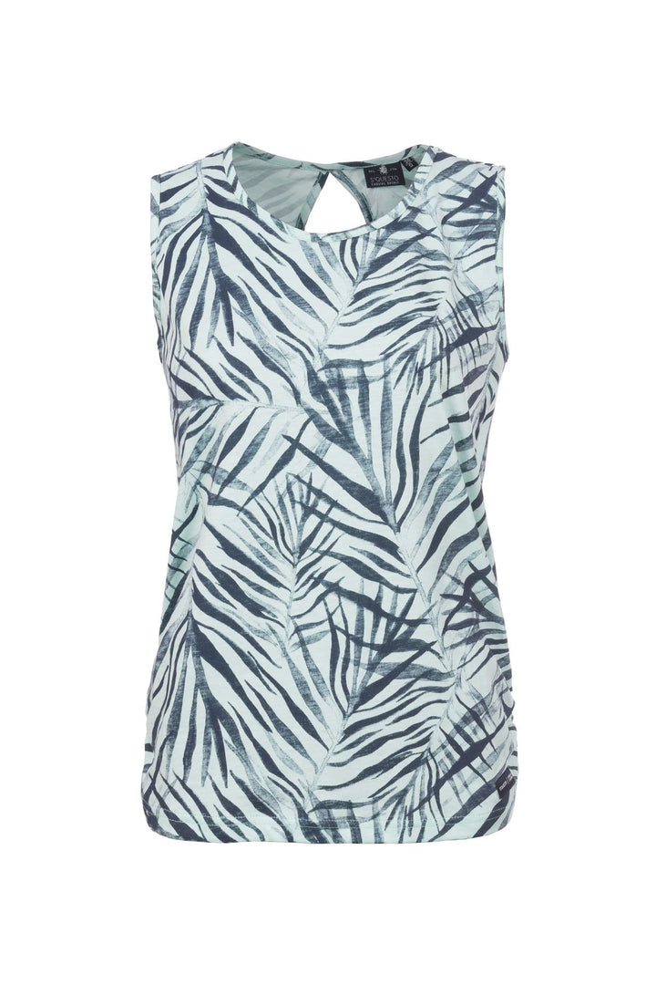Top Damen Alloverprint Palmen Cut-Out am Rücken