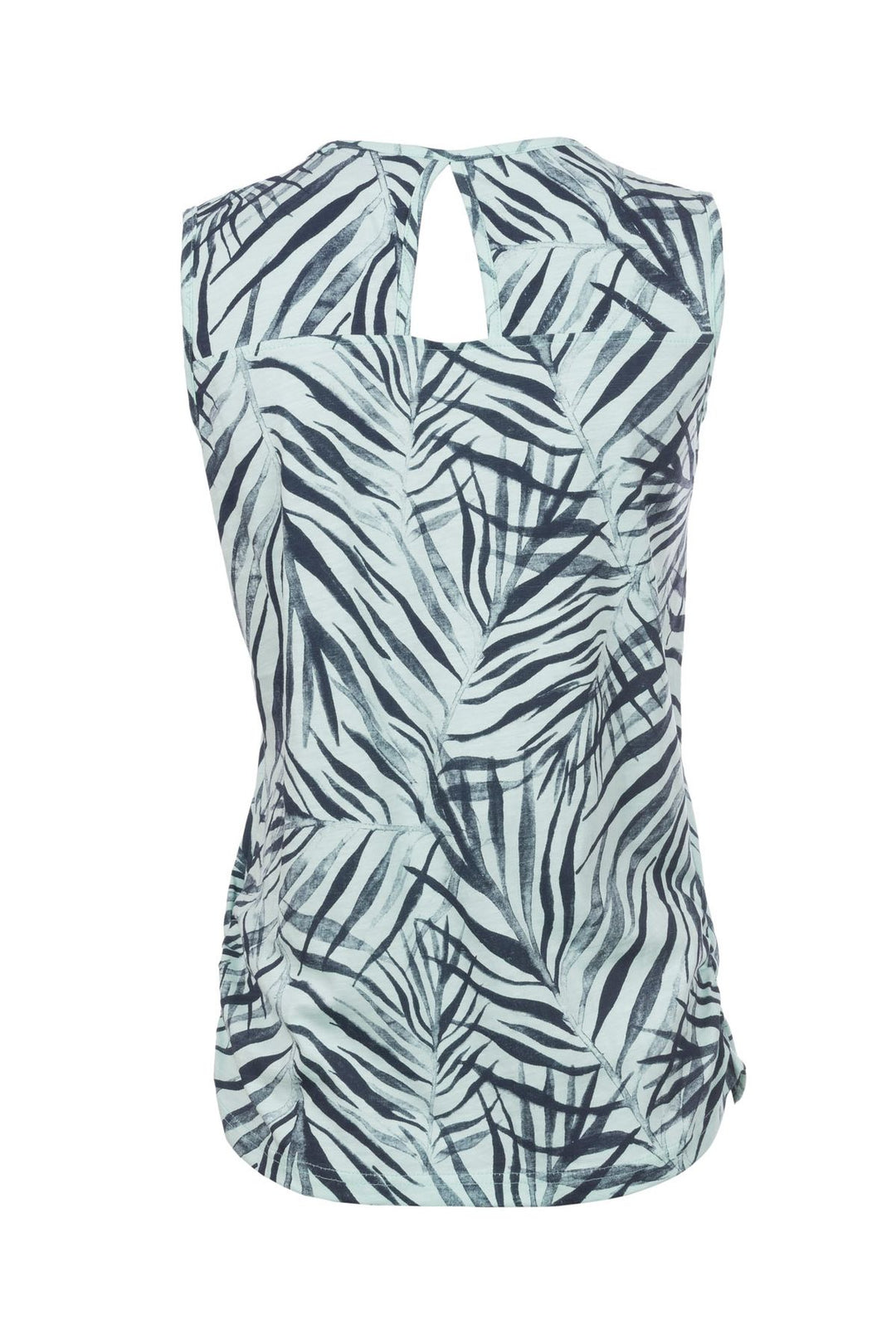 Top Damen Alloverprint Palmen Cut-Out am Rücken