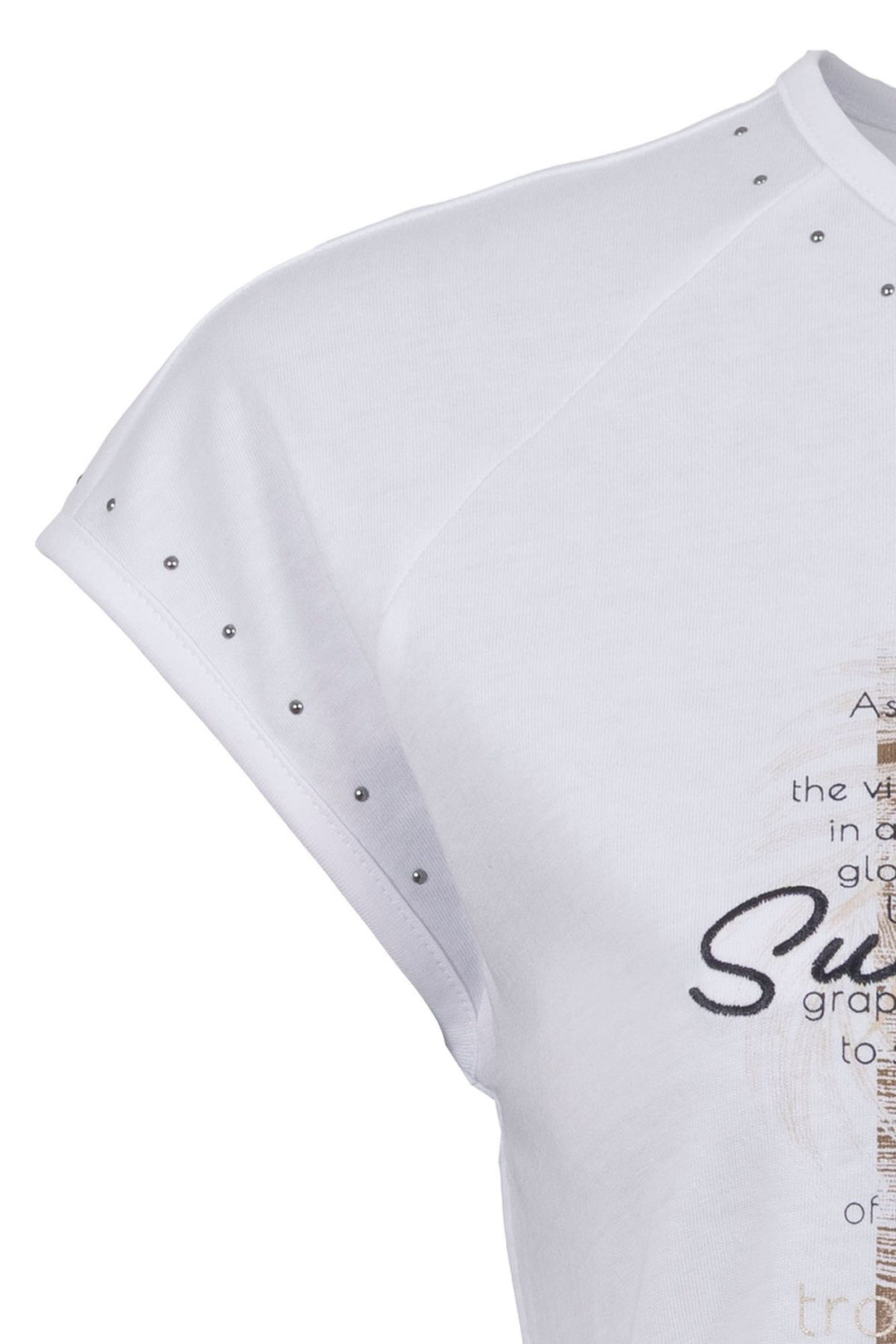 T-Shirt Damen Raglanärmel Stickerei Druck Strass