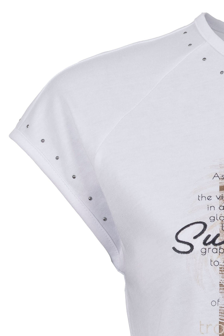 T-Shirt Damen Raglanärmel Stickerei Druck Strass