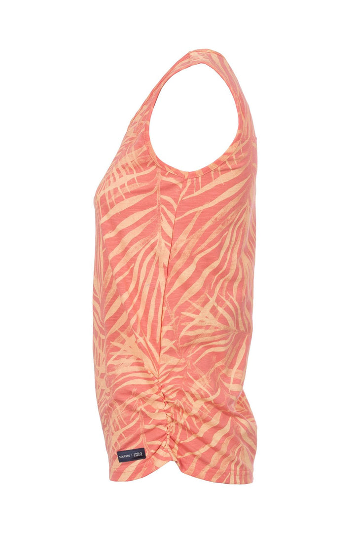 Top Damen Alloverprint Palmen Cut-Out am Rücken