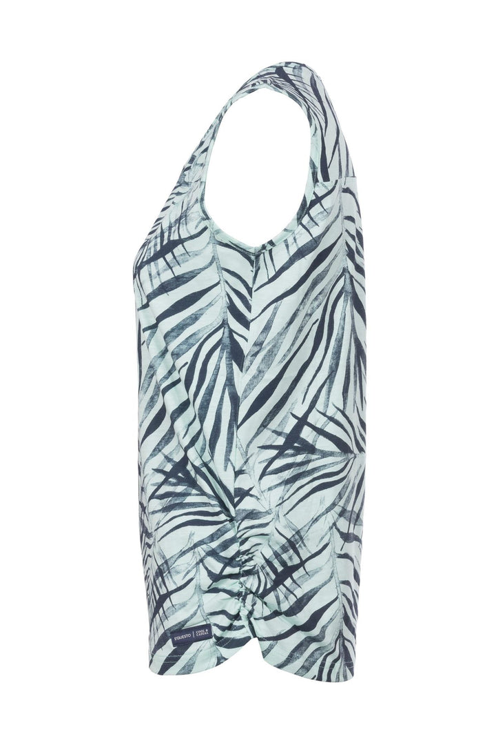 Top Damen Alloverprint Palmen Cut-Out am Rücken