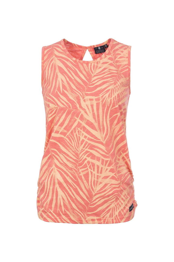 Top Damen Alloverprint Palmen Cut-Out am Rücken