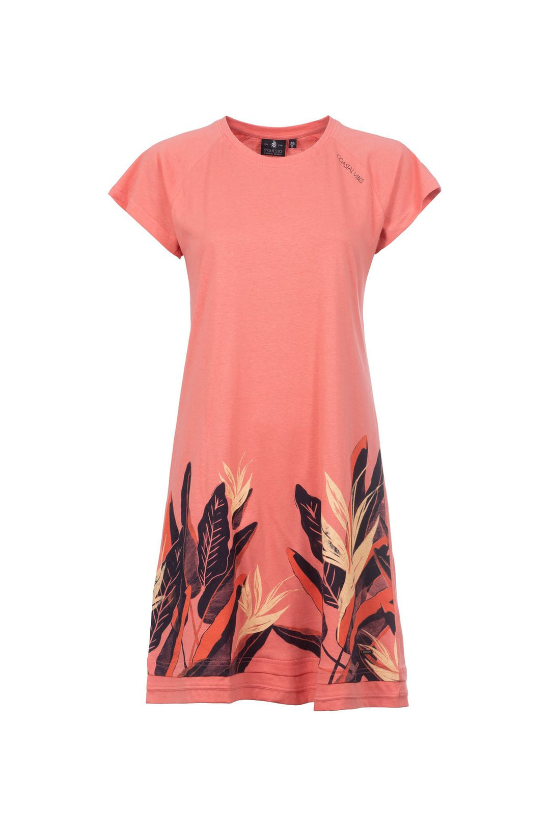 Kleid Damen kurz Blätterprint