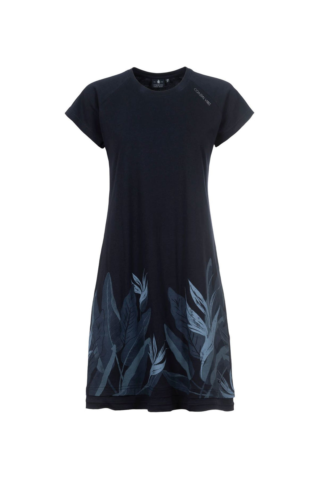 Kleid Damen kurz Blätterprint