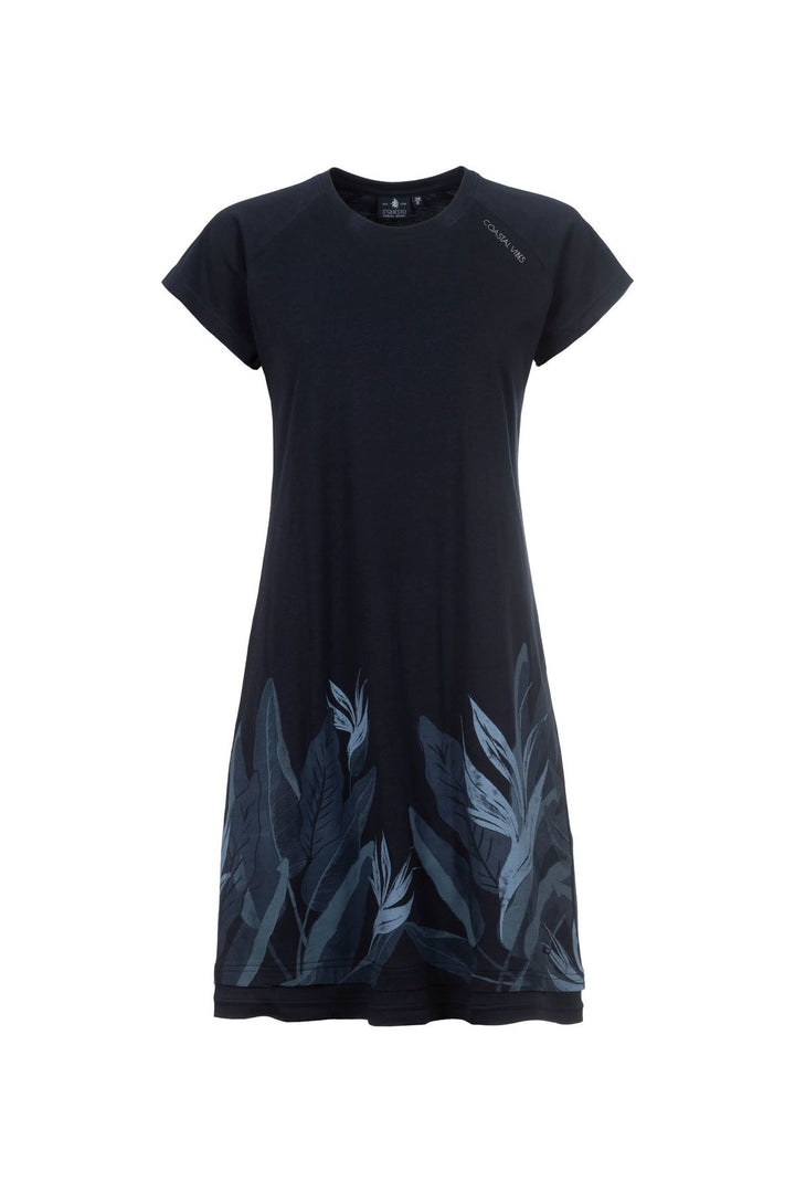 Kleid Damen kurz Blätterprint