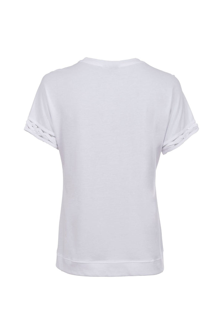 T-Shirt Damen Glitzersteine Flechtdetails Lettering-Print
