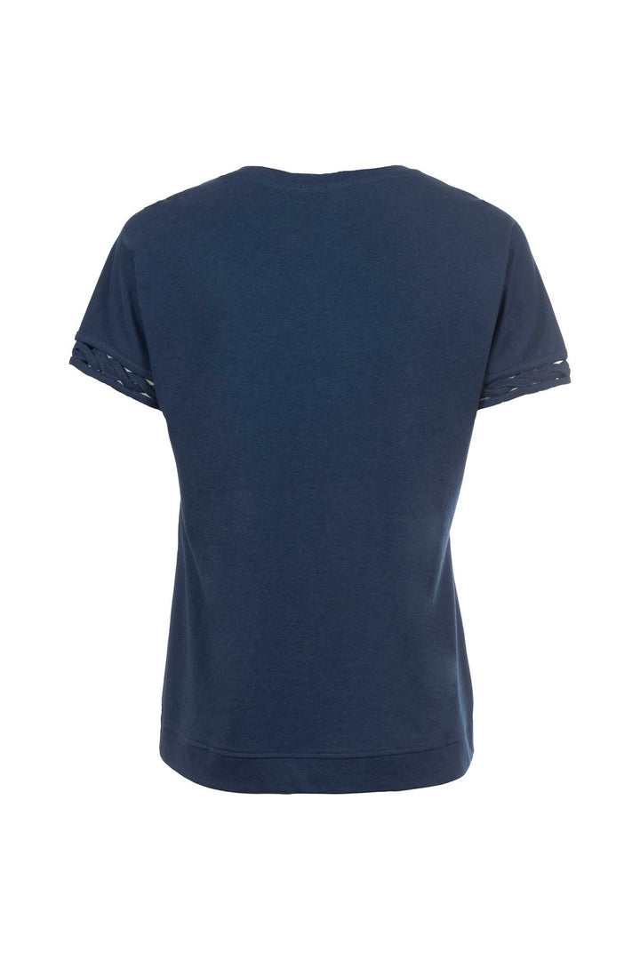 T-Shirt Damen Glitzersteine Flechtdetails Lettering-Print