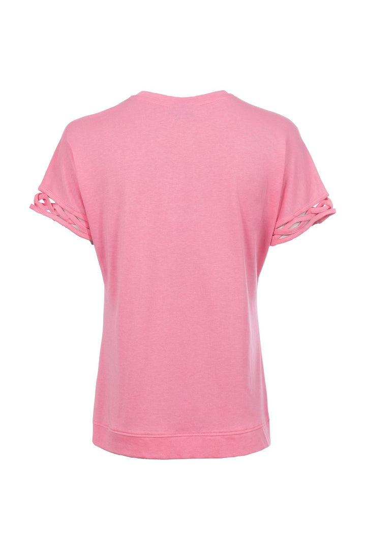 T-Shirt Damen Glitzersteine Flechtdetails Lettering-Print