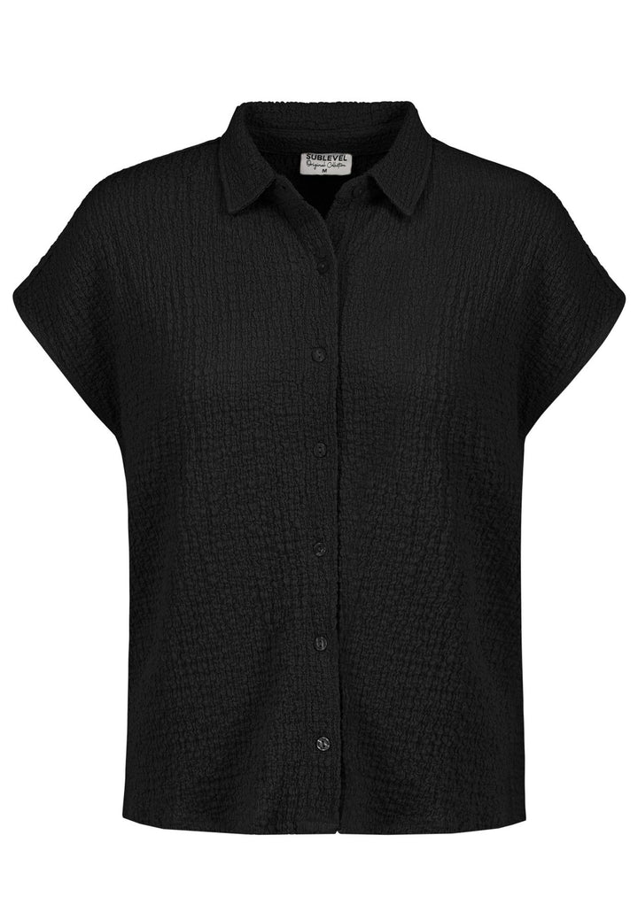 Bluse Damen Crinkle Knopfleiste