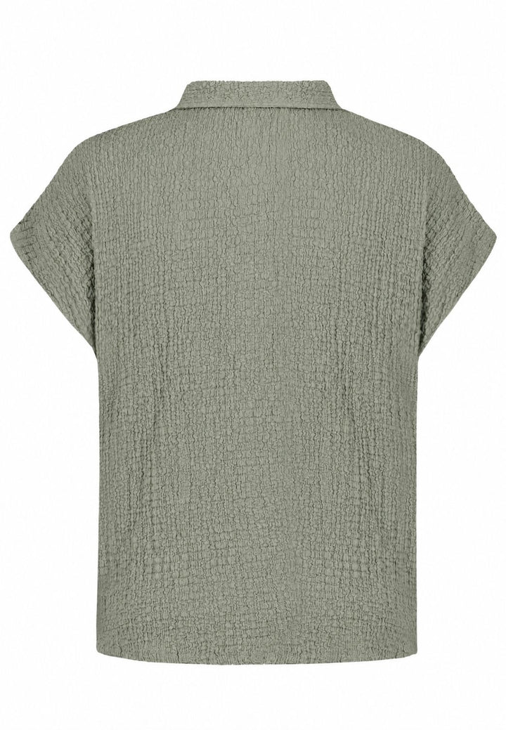Bluse Damen Crinkle Knopfleiste