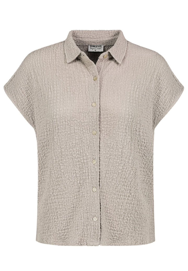 Bluse Damen Crinkle Knopfleiste