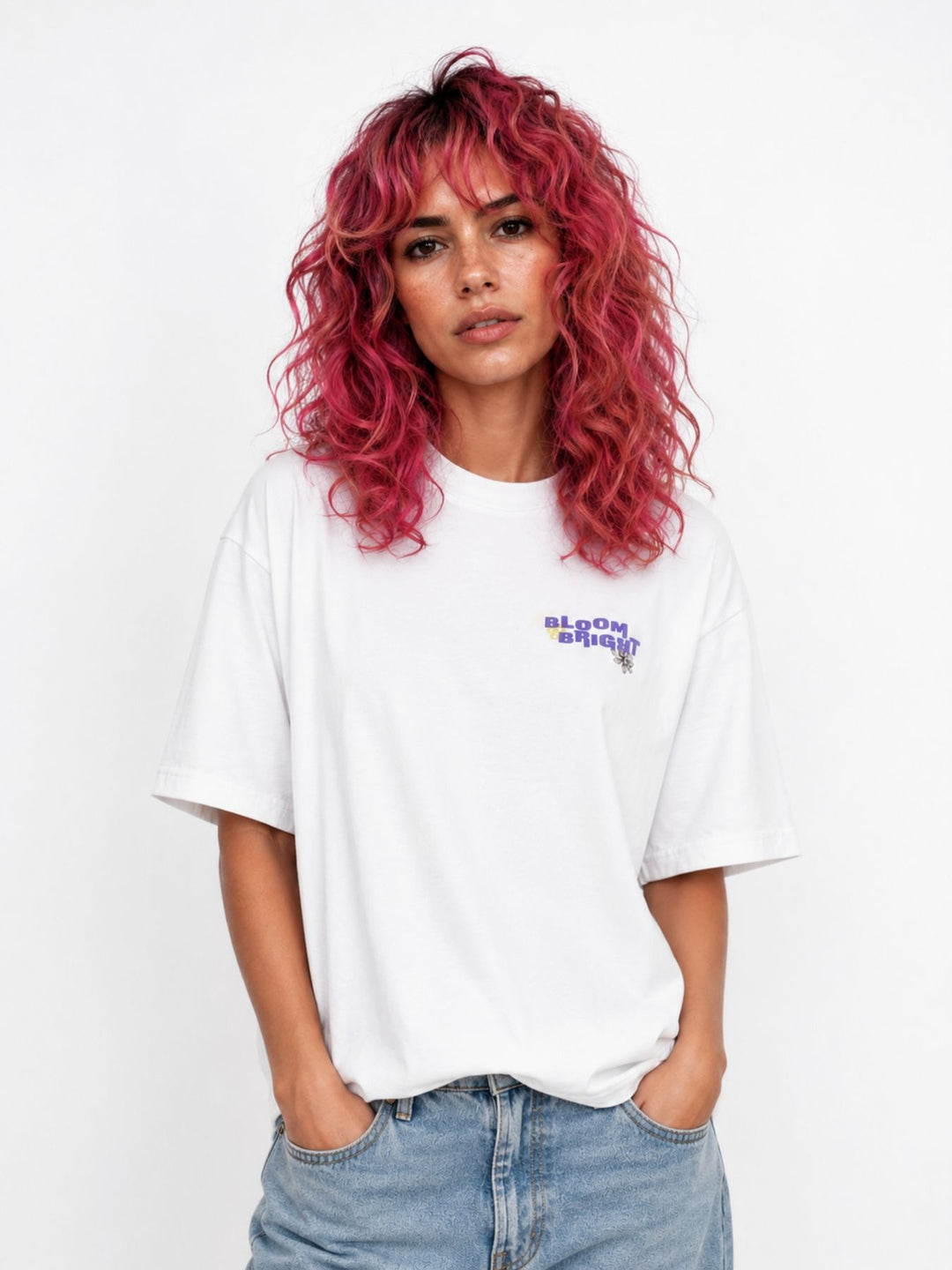 T-Shirt Damen kleiner Brustprint großer Rückenprint