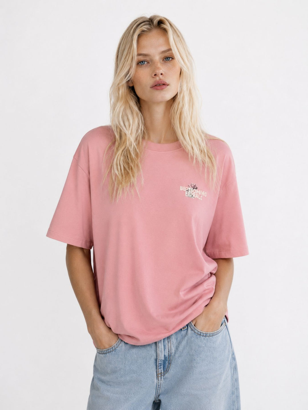 T-Shirt Damen kleiner Brustprint großer Rückenprint