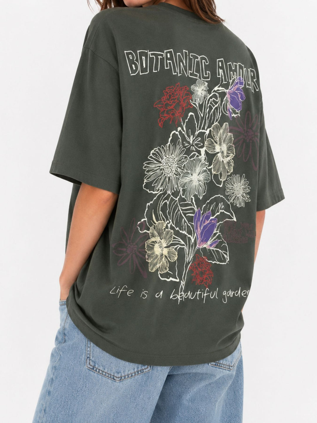T-Shirt Damen kleiner Brustprint großer Rückenprint