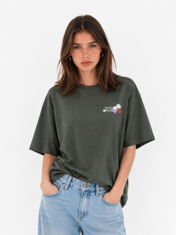 T-Shirt Damen kleiner Brustprint großer Rückenprint