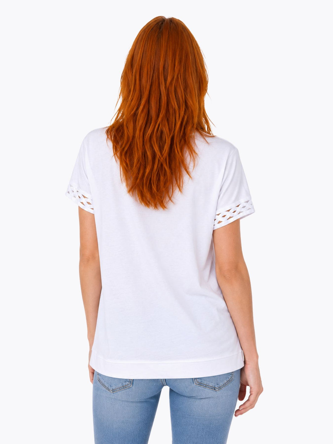 T-Shirt Damen Glitzersteine Flechtdetails Lettering-Print