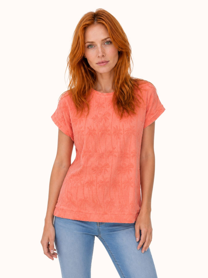 T-Shirt Damen Palmenmuster Strucktur