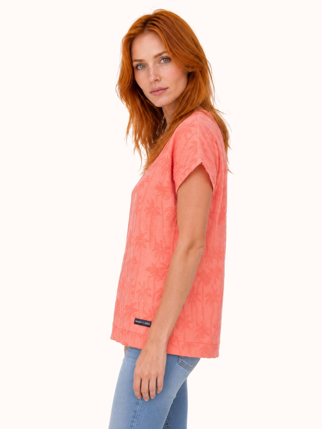 T-Shirt Damen Palmenmuster Strucktur