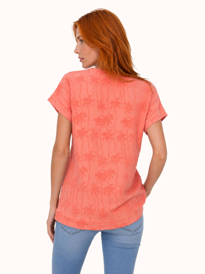 T-Shirt Damen Palmenmuster Strucktur