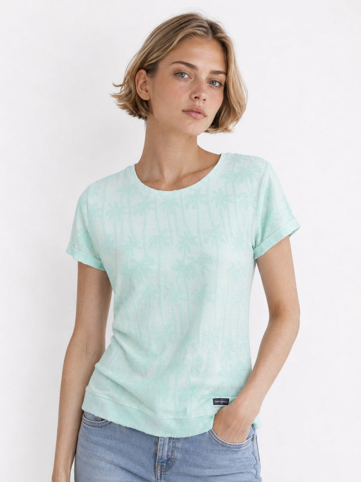 T-Shirt Damen Palmenmuster Strucktur