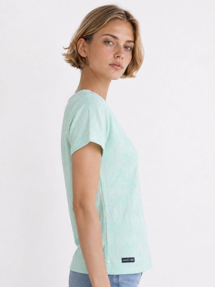 T-Shirt Damen Palmenmuster Strucktur
