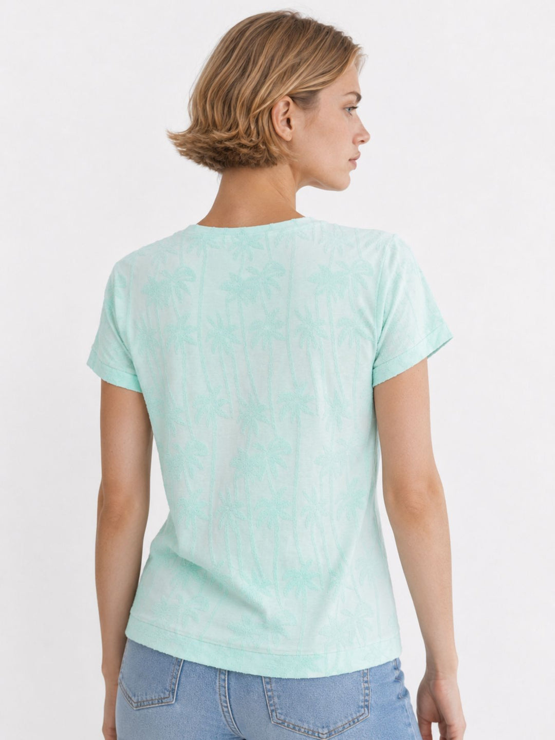T-Shirt Damen Palmenmuster Strucktur