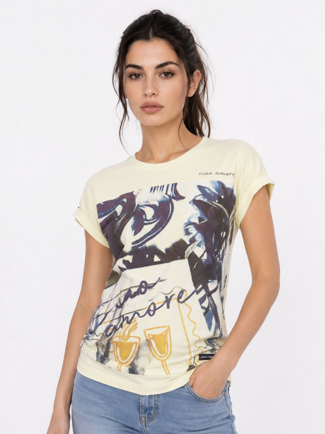 T-Shirt Damen Schlüsselloch Ausschnitt am Rücken