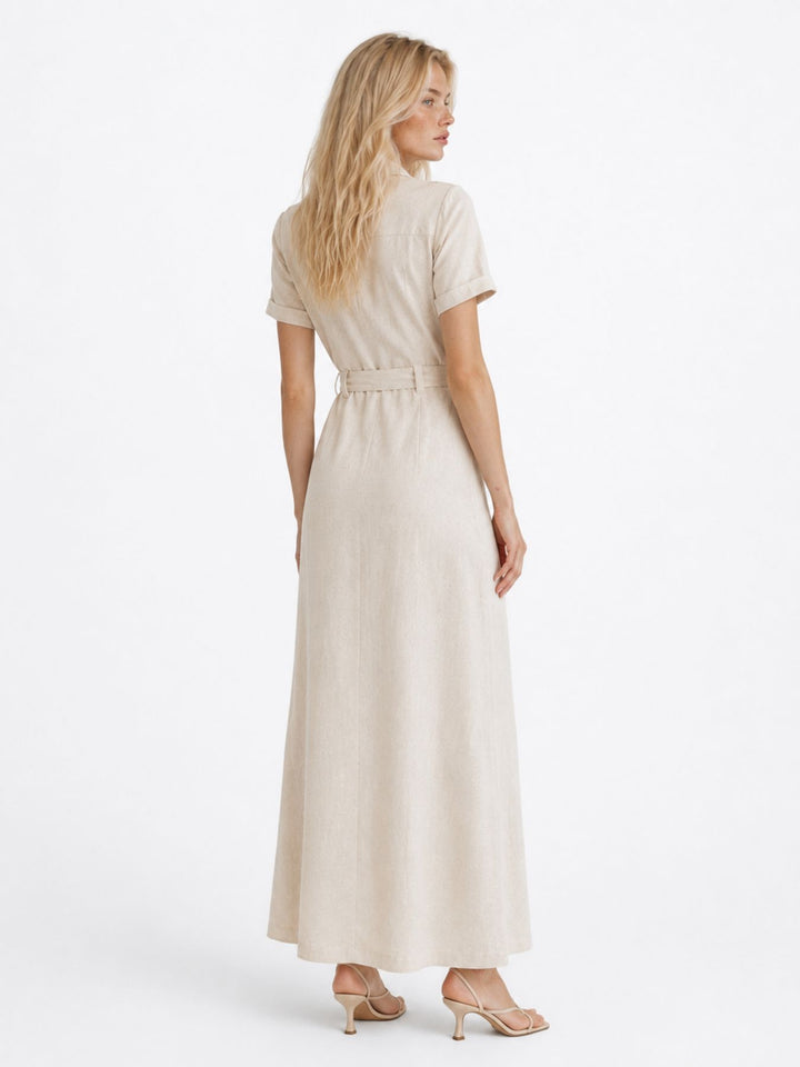 ONLSIESTA SS LIN BL SHIRT DRESS PNT Moonbeam
