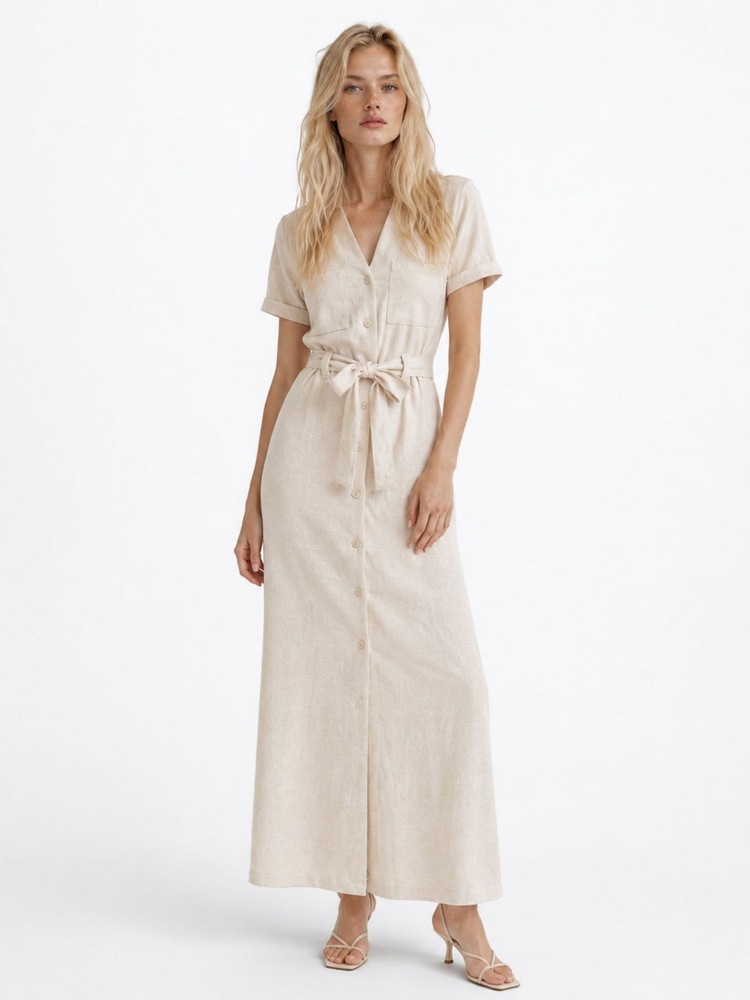 ONLSIESTA SS LIN BL SHIRT DRESS PNT Moonbeam