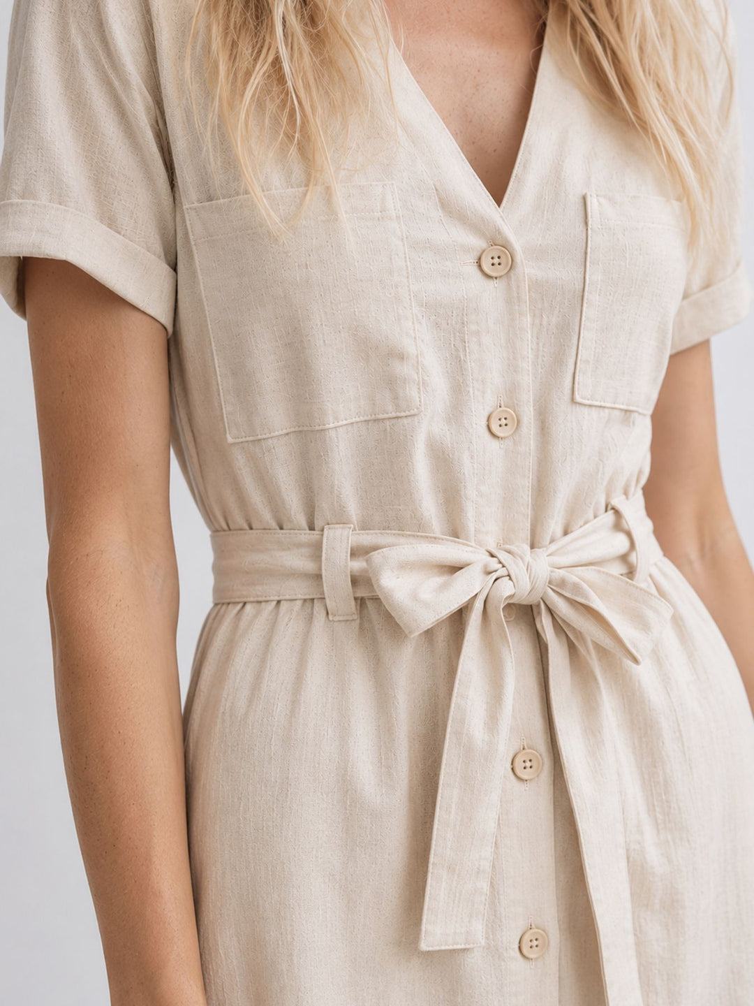 ONLSIESTA SS LIN BL SHIRT DRESS PNT Moonbeam
