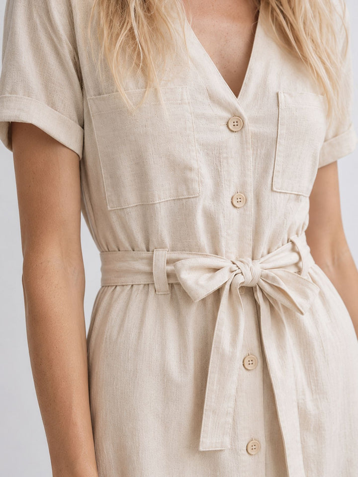 ONLSIESTA SS LIN BL SHIRT DRESS PNT Moonbeam