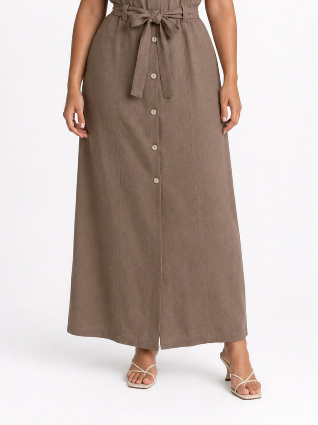 ONLSIESTA SS LIN BL SHIRT DRESS PNT Walnut