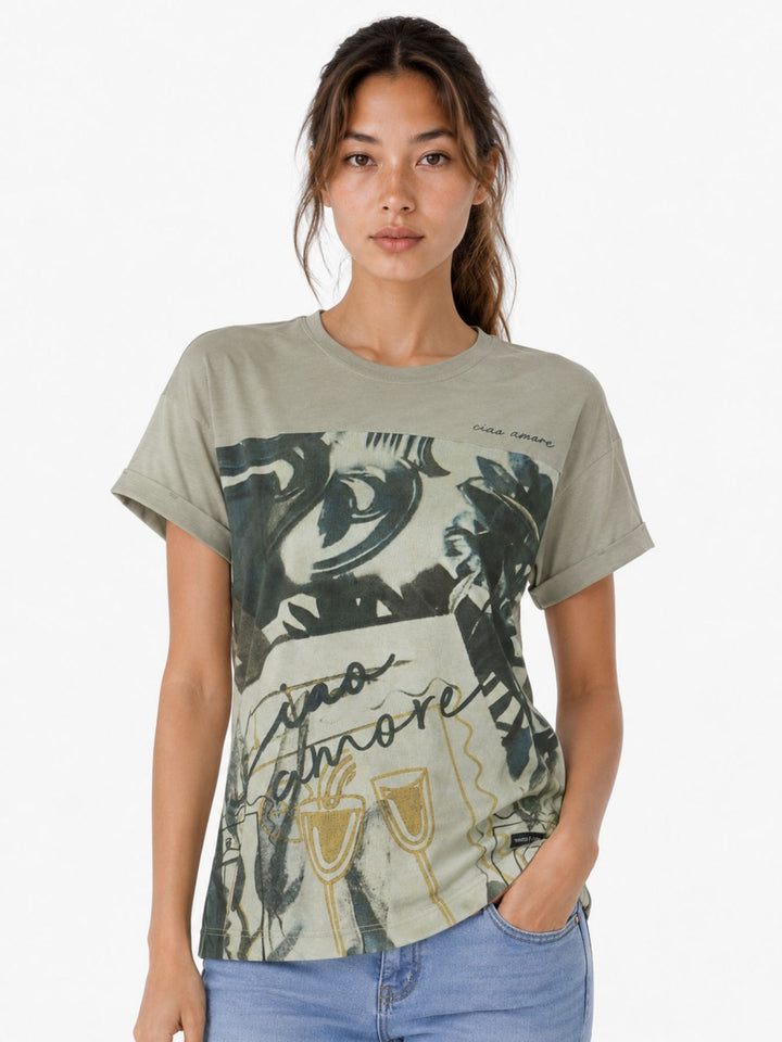 T-Shirt Damen Schlüsselloch Ausschnitt am Rücken