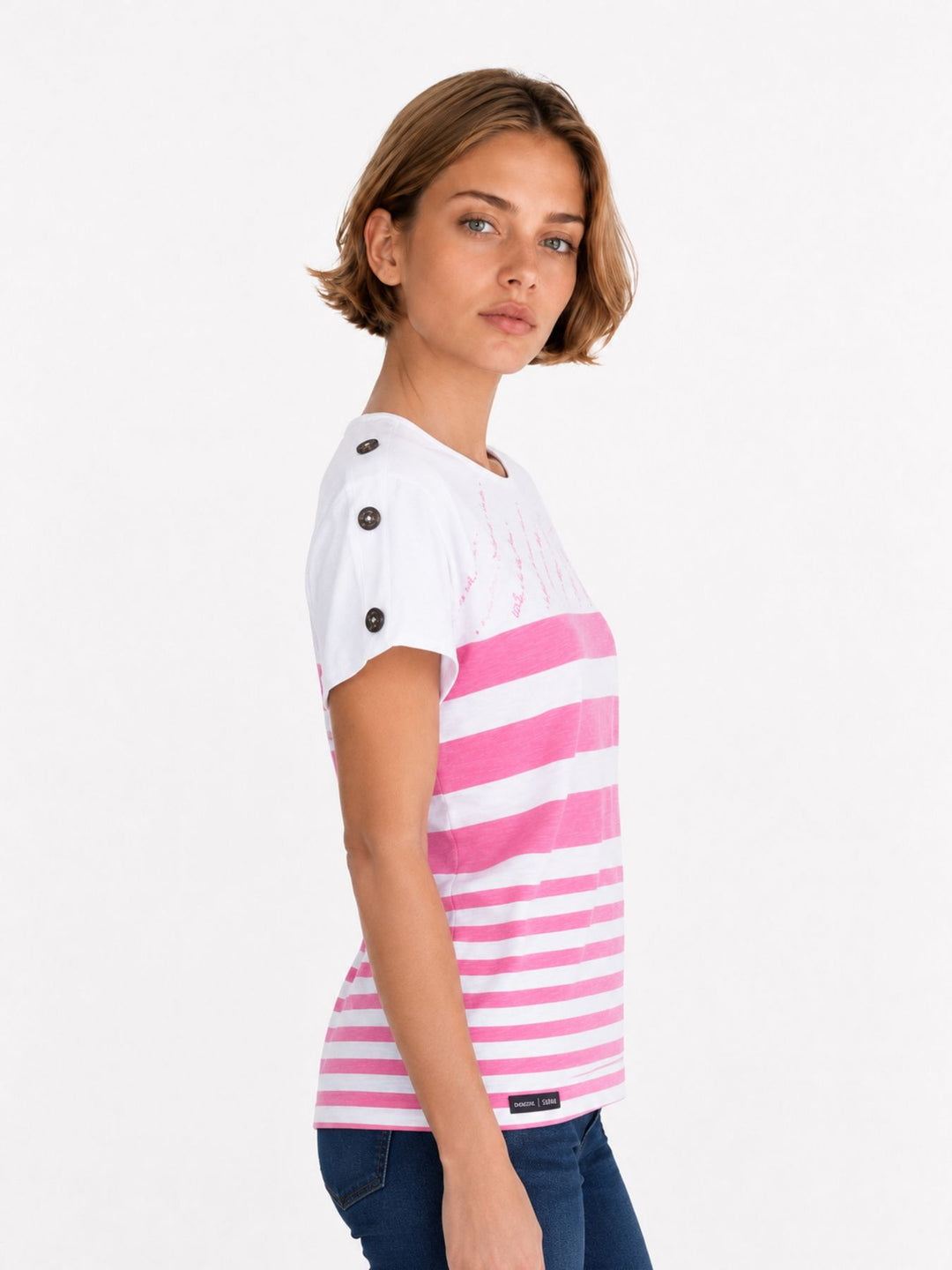 T-Shirt Damen maritimer Look Lettering-Elemente