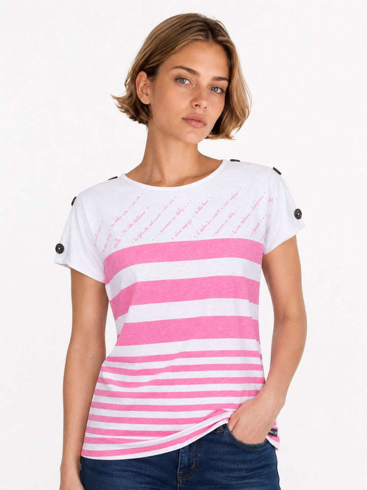 T-Shirt Damen maritimer Look Lettering-Elemente