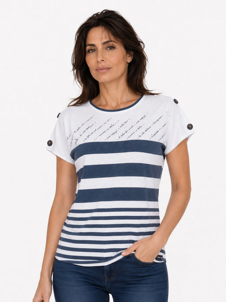 T-Shirt Damen maritimer Look Lettering-Elemente