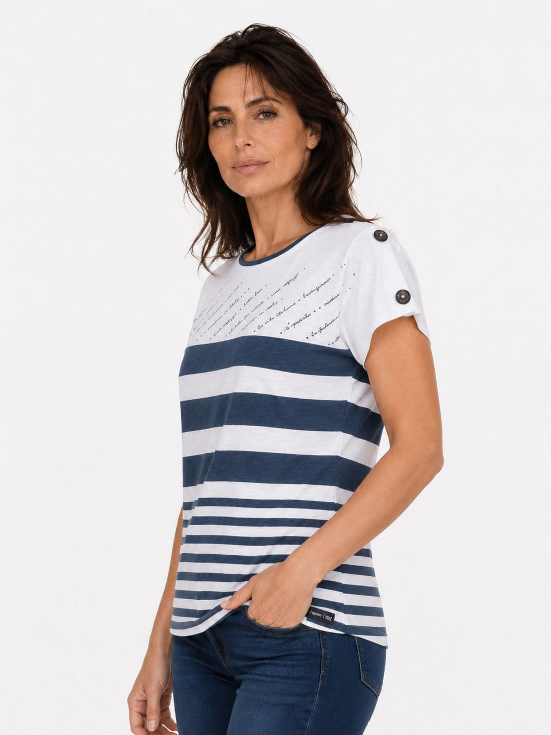 T-Shirt Damen maritimer Look Lettering-Elemente
