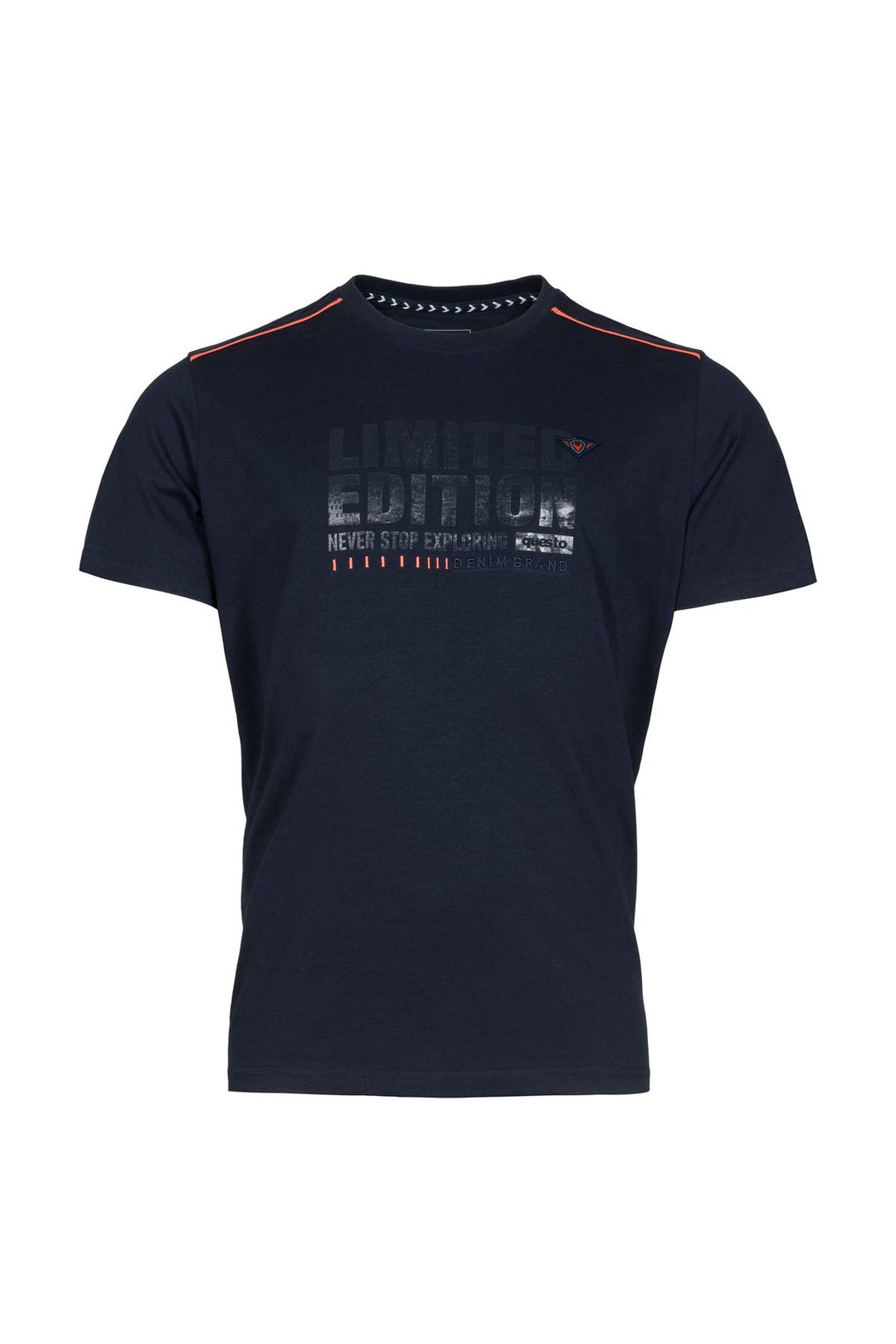 T-Shirt Herren gummierter Frontdruck Farbakzente
