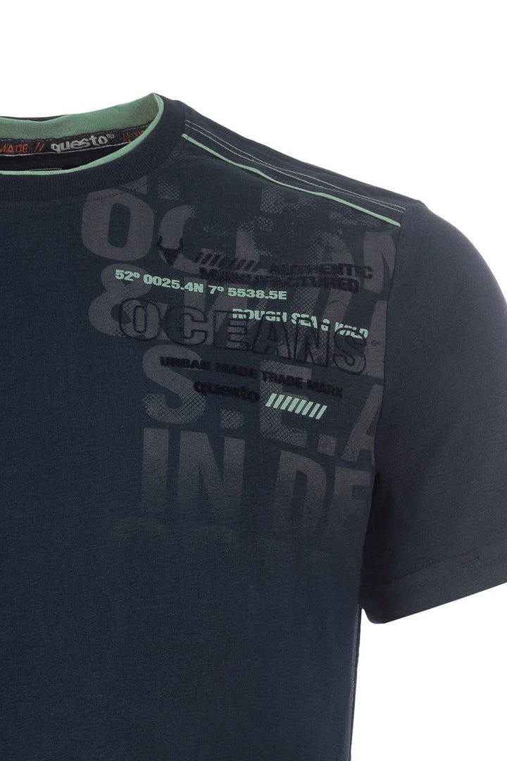 T-Shirt Herren Brustprint Schulterprint