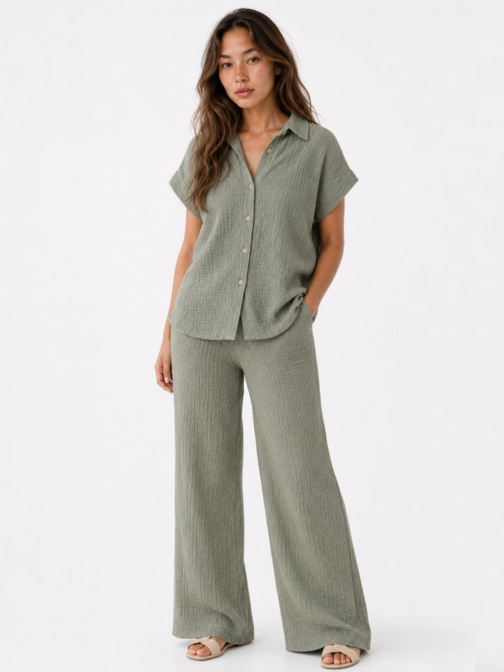Hose Damen Crinkle Optik Stretch