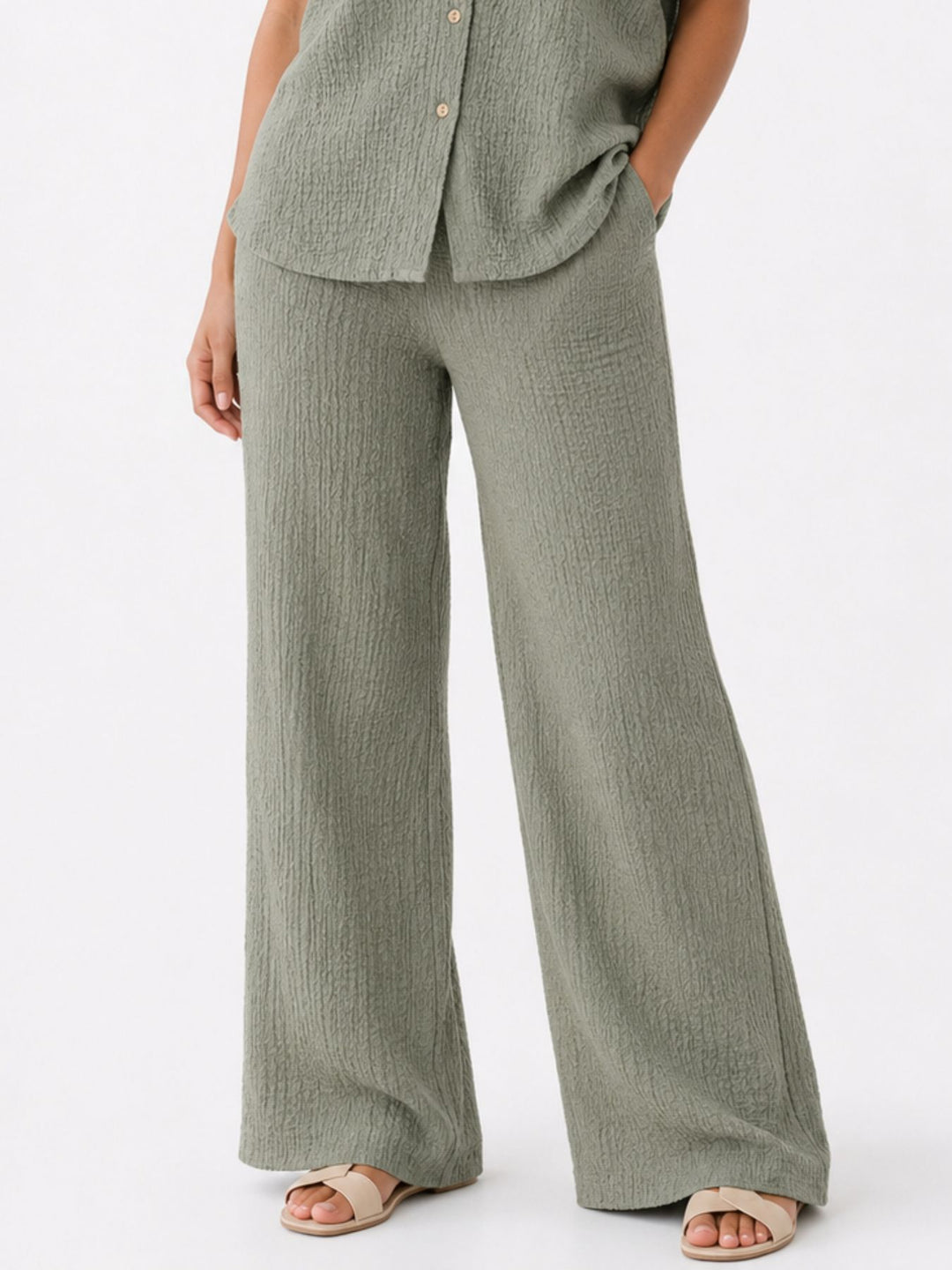 Hose Damen Crinkle Optik Stretch