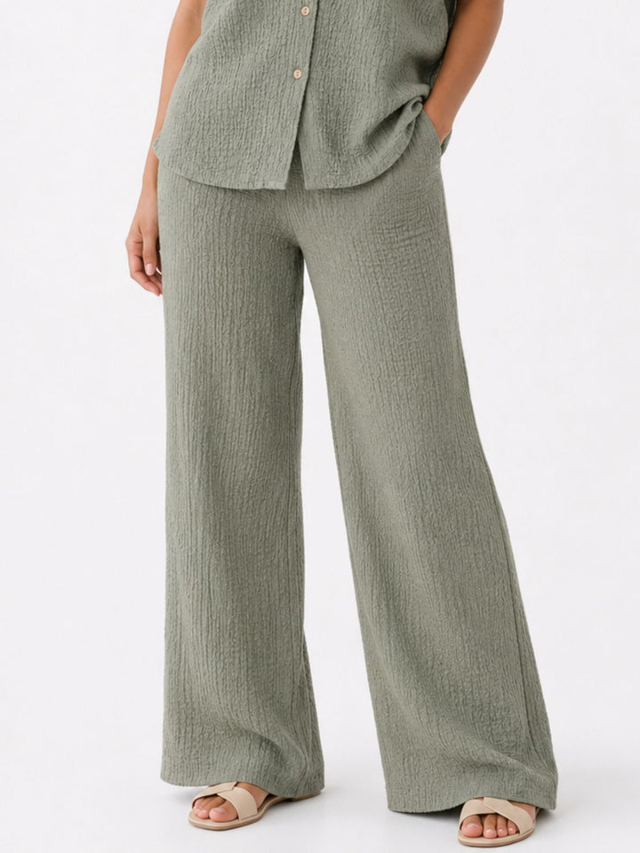 Hose Damen Crinkle Optik Stretch