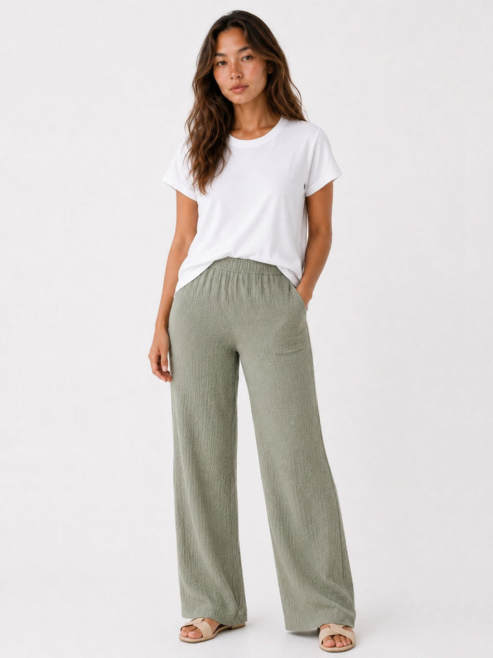 Hose Damen Crinkle Optik Stretch