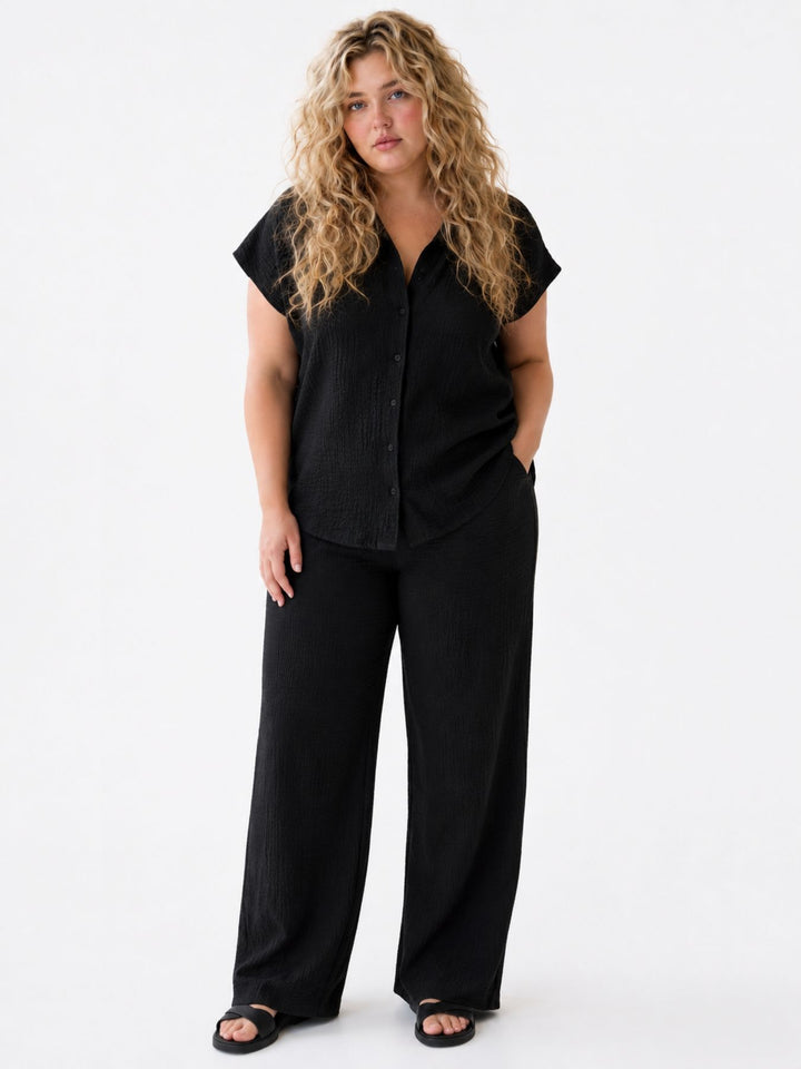 Hose Damen Crinkle Optik Stretch